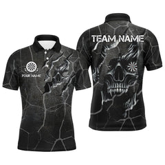 Maxcorners Skull Black Grunge Darts Jersey Customized Name, Team Name 3D Polo Shirt