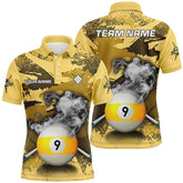 Maxcorners Billiard 9 Ball Pool & Cue Customized Name, Team Name 3D Polo Shirt Unisex