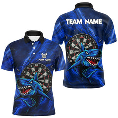 Maxcorners Personalized Shark Blue Darts Shirt For Men Custom Dart Jerseys Team Polo & Quarter Zip LM0611