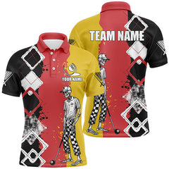 Maxcorners Billiards Skull Vintage Shirts Men And Women Billiard Polo & 1/4 Zip Shirts Billiard Team Jerseys