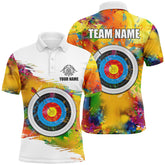 Maxcorners Colorful 3D Target Archery Men Polo & Quarter-Zip Shirt Custom Archery Jerseys Attire For Archer