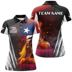Maxcorners Patriotic Texas Flag Billiard Balls Fire Flame Custom Billiard Men Polo Shirt, Billiard Team Jersey LM054