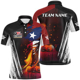 Maxcorners Patriotic Texas Flag Billiard Balls Fire Flame Custom Billiard Men Polo Shirt, Billiard Team Jersey LM054