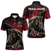 Maxcorners Red Grim Reaper 8 Ball Pool Billiard Shirts For Men Custom Billiard Team Jerseys Polo & 1/4 Zip