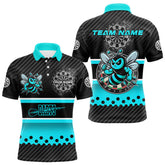 Maxcorners Black And Cyan Darts Bee Custom Name Darts Shirts For Men, Funny Darts Apparel, Best Darts Gifts