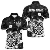 Maxcorners Black White Grunge Darts Polo And Quarter Zip For Men Custom Dart Shirts For Team Dart Jerseys