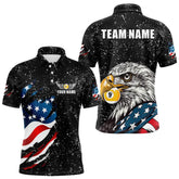 Maxcorners Black Grunge Eagle American Flag Custom 9 Ball Pool Men'S Billiard Shirts, Billiard Team Jerseys