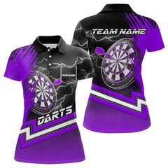 Maxcorners Black And Purple Darts Shirts For Men Custom Lightning Dart Polo & Quarter Zip, Cool Dart Jerseys