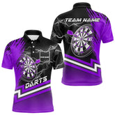 Maxcorners Black And Purple Darts Shirts For Men Custom Lightning Dart Polo & Quarter Zip, Cool Dart Jerseys