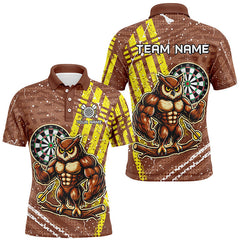 Maxcorners Darts Funny Owl Customized Name, Team Name 3D Polo Shirt