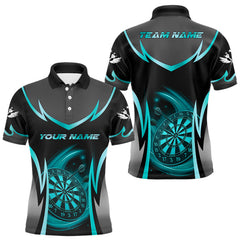 Maxcorners Turquoise Dartboard Lightning Darts Polo & 1/4 Zip Custom Darts Shirt For Men, Darts Team Jersey TU2511