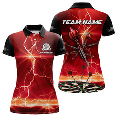 Maxcorners Black And Red Dart Arrow Thunder Lightning Darts Shirt For Men Custom Dart Jerseys Polo & 1/4 Zip