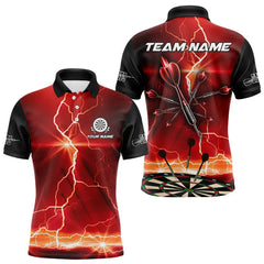 Maxcorners Black And Red Dart Arrow Thunder Lightning Darts Shirt For Men Custom Dart Jerseys Polo & 1/4 Zip