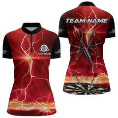 Maxcorners Black And Red Dart Arrow Thunder Lightning Darts Shirt For Men Custom Dart Jerseys Polo & 1/4 Zip