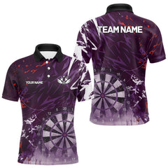 Maxcorners Purple Geometric Darts Shirt With Pocket Option Custom Men's Darts Jersey