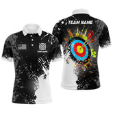 Maxcorners Personalized Paint White 3D Target Archery Men Polo & Quarter-Zip Shirts, Archery Jerseys Attires