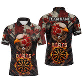 Maxcorners Canada Flag 3D Dartboard Fire Flame Custom Eagle Darts Shirt For Men, Patriotic Darts Team Jersey LM1506