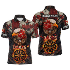 Maxcorners Canada Flag 3D Dartboard Fire Flame Custom Eagle Darts Shirt For Men, Patriotic Darts Team Jersey LM1506