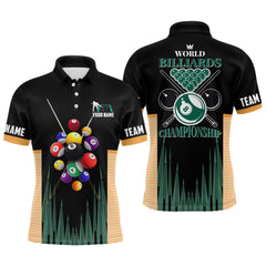 MaxCorners World Billiards Championship Customized Name 3D And Team Name Billiards Polo Shirt For Men