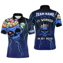MaxCorners It Worked In My Head 3D Skull Customized Name 3D Billiard Polo Shirt For Men