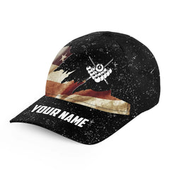 Maxcorners Billiard Retro American Flag Personalized Name 3D Cap