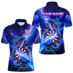 Maxcorners Galaxy Blue Custom Cobra Snake Darts Shirt For Men, Darts League Jersey Team Polo & 1/4 Zip LM0412