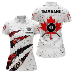 Maxcorners Billiard Eagle Canada Flag White Grunge Customized Name, Team Name 3D Polo Shirt
