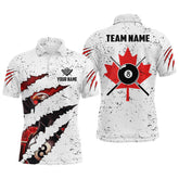 Maxcorners Billiard Eagle Canada Flag White Grunge Customized Name, Team Name 3D Polo Shirt
