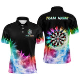Maxcorners Icy Colorful Light Mens Darts Polo & Quarter Zip Shirts Custom Dart Shirts For Team Darts Jerseys
