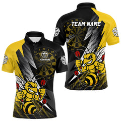 Maxcorners Custom Yellow Black Funny Bee Darts Shirt For Men Custom Darts Team Jersey Outfit, Darts Gift LM2608