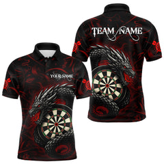 Maxcorners Black And Red Dragon Darts Shirt For Men Custom Darts League Team Jersey Polo & Quarter Zip MT2808