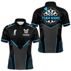 Maxcorners Darts Jersey For Men Custom Polo & Quarter Zip Darts Tournament Team Shirt |Blue LM0409