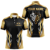Maxcorners Black And Golden Crown Darts Shirt For Men Custom Darts Jerseys Team Polo & Quarter Zip Uniform LM0607