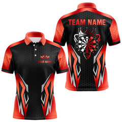 Maxcorners Black And Red Crown Darts Shirt For Men Custom Darts Jerseys Team Polo & Quarter Zip Uniform LM0607