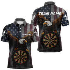 Maxcorners Personalized Grunge American Flag Patriotic Dart Shirts For Men Custom Eagle Darts Team Jersey TU1906
