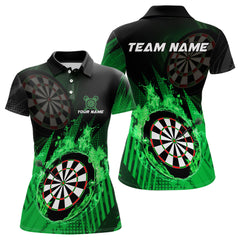 Maxcorners Green Dartboard Fire Flame Darts Shirt For Men Custom Darts Jersey, Dart Team Shirt Polo & 1/4 Zip MT1309