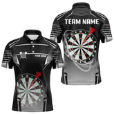 Maxcorners Black And White Dartboard Lights Custom Darts Polo & Quarter Zip For Men, 3D Darts Team Jersey MT1309