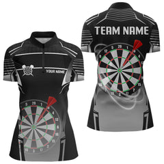 Maxcorners Black And White Dartboard Lights Custom Darts Polo & Quarter Zip For Men, 3D Darts Team Jersey MT1309