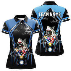 Maxcorners Black Blue Funny Pool And Shark Billiard Shirts Custom 8 Ball Billiard Team Jerseys