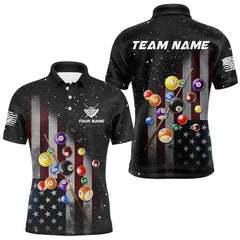 Maxcorners Personalized Patriotic Billiard Jerseys For Men Custom American Flag Grunge Billiard Team Shirt MT2407