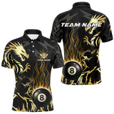 Maxcorners Black And Gold Flame 8 Ball Pool Shirt For Men Custom Dragon Billiards Team Jersey Polo & 1/4 Zip LM1625