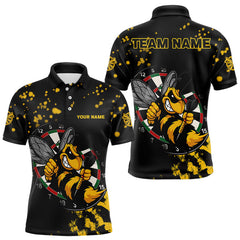 Maxcorners Personalized Yellow Black Funny Bee Darts Shirt For Men Custom Darts Jerseys, Best Darts Gifts LM1812