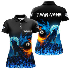 Maxcorners Personalized Flaming 8 Ball Pool Wolf Billiard Shirts For Men Custom Team League Billiard Jerseys MT1006