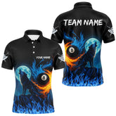 Maxcorners Personalized Flaming 8 Ball Pool Wolf Billiard Shirts For Men Custom Team League Billiard Jerseys MT1006