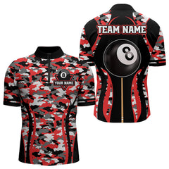 Maxcorners Custom Red Camouflage 8 Ball Pool Billiard Shirt For Men, Billiard Jersey Outfit, Pool Team Shirt LM2206