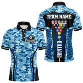 Maxcorners Custom Blue Camouflage 8 Ball Pool Billiard Shirt For Men, Billiard Jersey Outfit, Pool Team Shirt LM2206