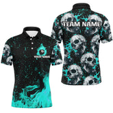 Maxcorners Turquoise Skull Fire 8 Ball Billiard Jersey Multicolor Option Customized Name, Team Name 3D Shirt