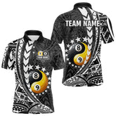 Maxcorners Custom White Black Tribal Yin-Yang 8 & 9 Ball Billiard Shirt For Men, Funny Pool Team Jersey LM2608
