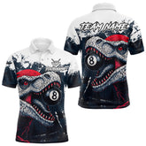 Maxcorners Personalized Dinosaur 8 Ball Billiard Shirt For Men Custom Billiard Team Shirts, Pool Jersey |Red MT0609