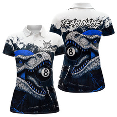 Maxcorners Personalized Dinosaur 8 Ball Billiard Shirt For Men Custom Billiard Team Shirts, Pool Jersey |Blue MT0609